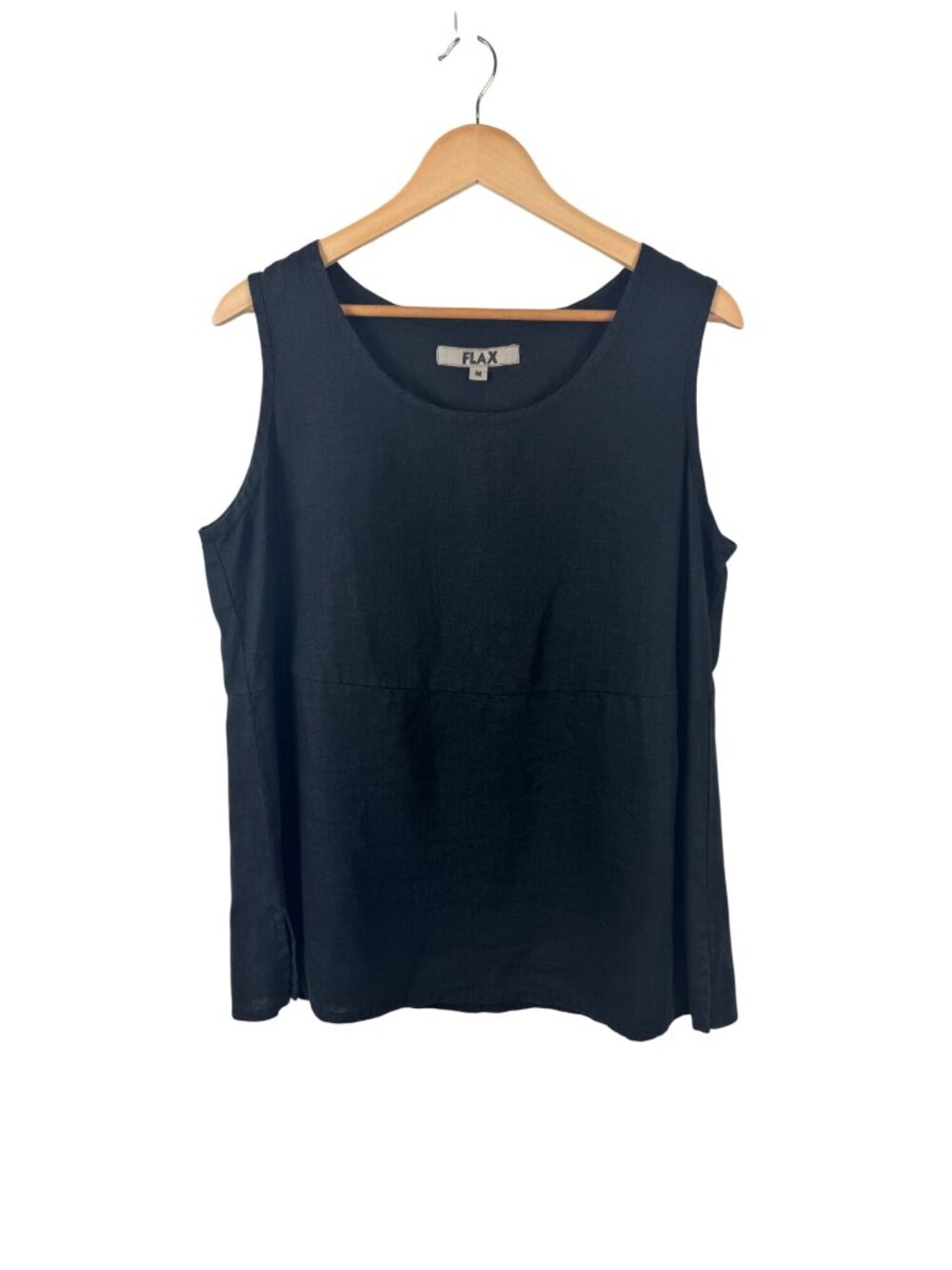 Flax Womens Black 100% Linen Sleeveless Tank Top Size Medium Lagenlook